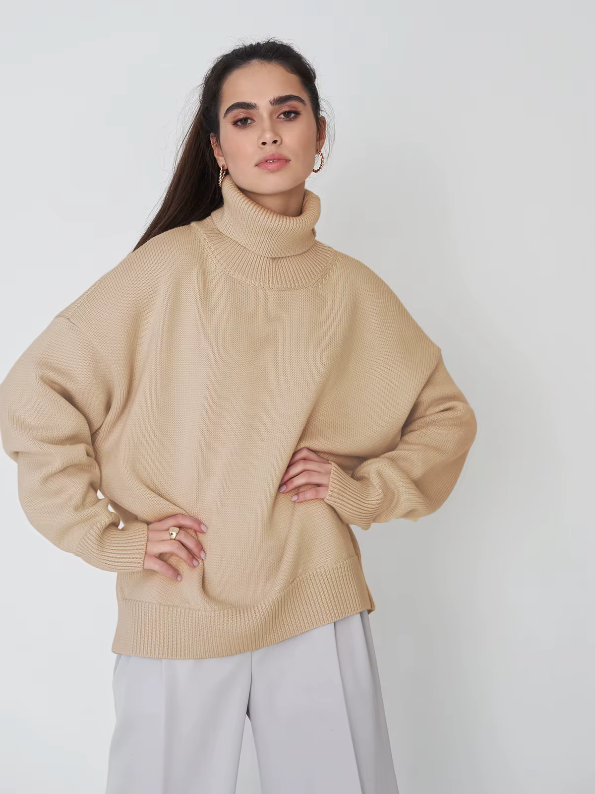 Weicher Oversize Pullover Rollkragen Damen
