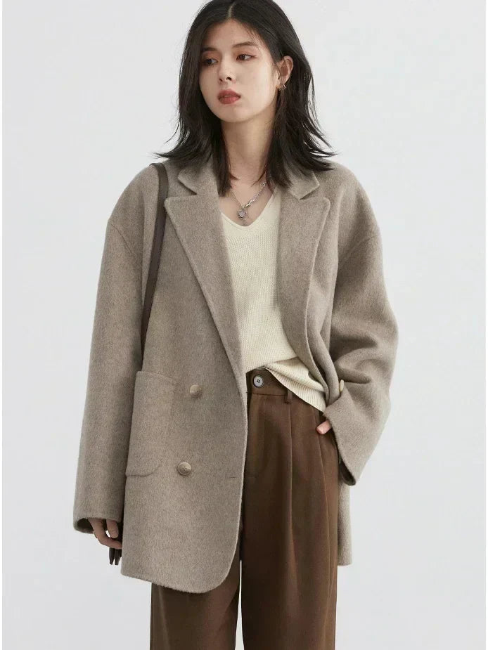 Eleganter Damen Wollmantel Luxus Qualität
