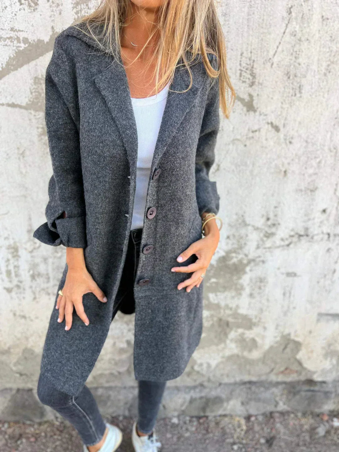 Eleganter Damen Wintermantel Wollmix Modernes Design