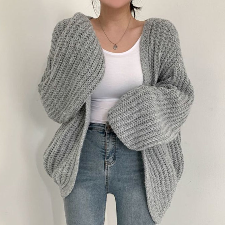 Damen Strickjacke Grobstrick Offen
