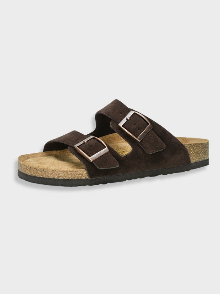 Bequeme Sandalen mit Doppelschnalle Kunstleder