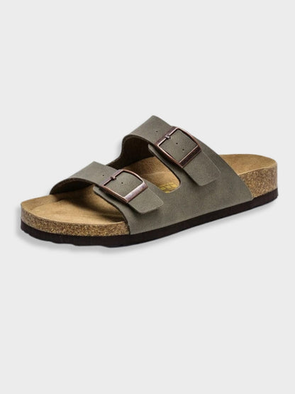Bequeme Sandalen mit Doppelschnalle Kunstleder