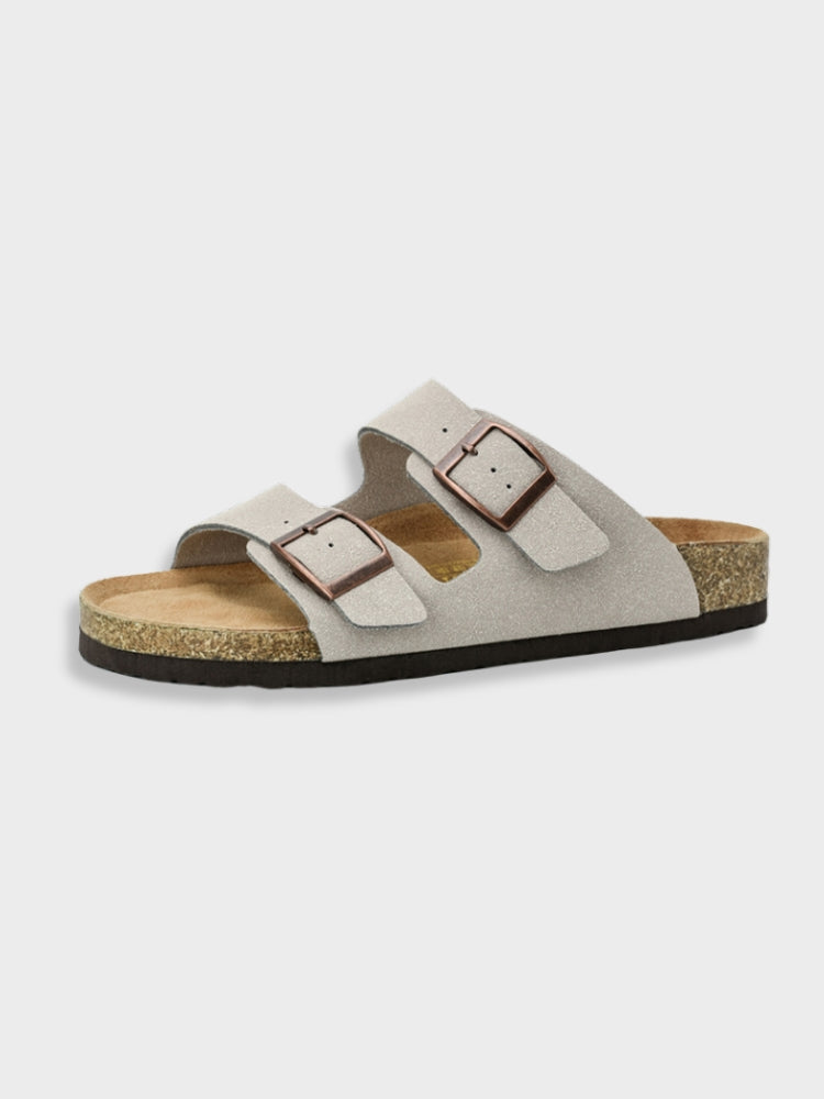 Bequeme Sandalen mit Doppelschnalle Kunstleder