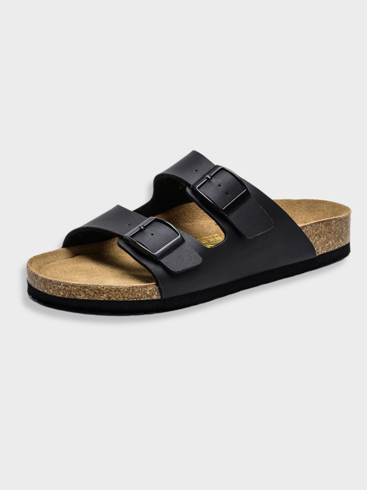 Bequeme Sandalen mit Doppelschnalle Kunstleder