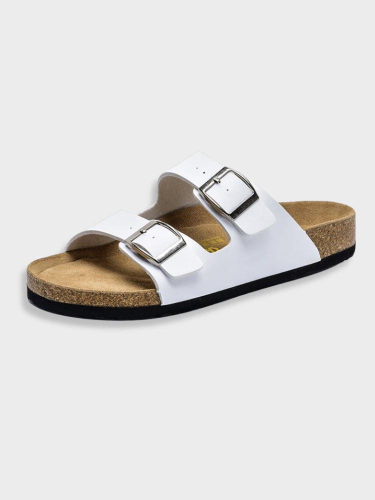 Bequeme Sandalen mit Doppelschnalle Kunstleder - IdealeKleiden