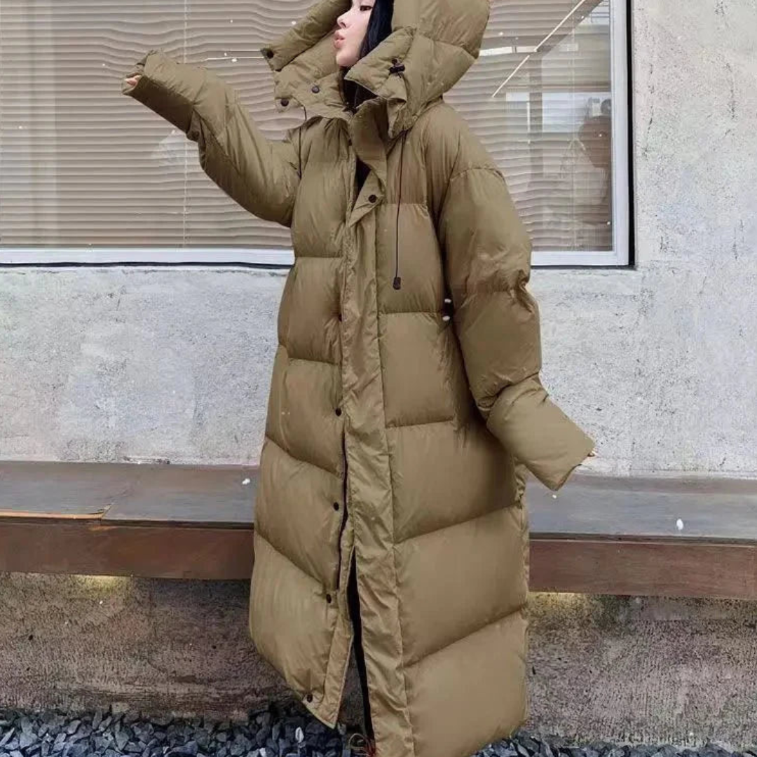 Gemütliche Damen Winterjacke Lange Kapuze Puffer Mantel