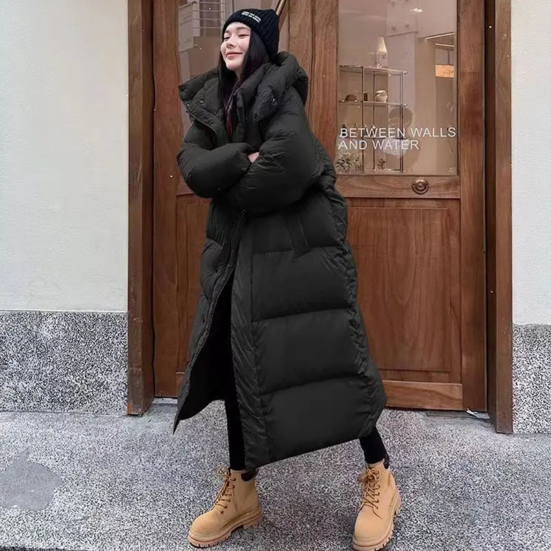 Gemütliche Damen Winterjacke Lange Kapuze Puffer Mantel
