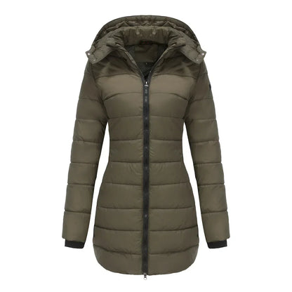 Winter-Puffermantel Damen Warm Kapuze