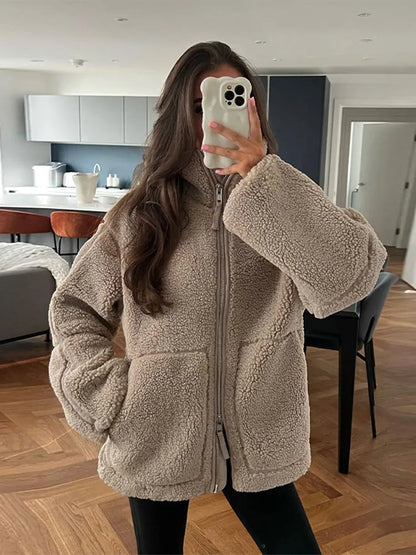 Teddyjacke Damen Warm und Plüschig