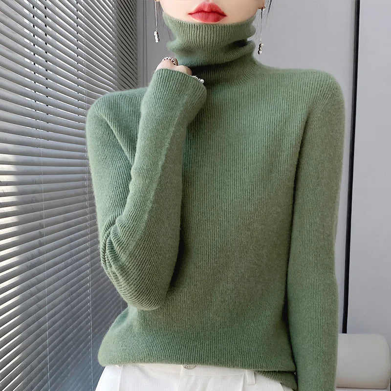 Weiche Rollkragenpullover Damen Wolle