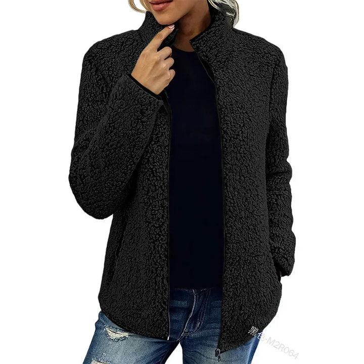 Winter Teddyjacke Damen - Weich &amp; Warm mit Hochkragen