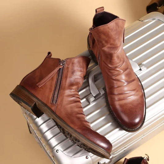Herren Chelsea Boots Echt Leder Schwarz Elegant - IdealeKleiden