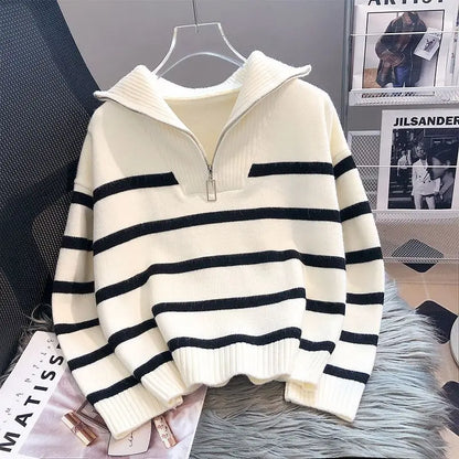 Strickpullover Damen Weich Gestreift