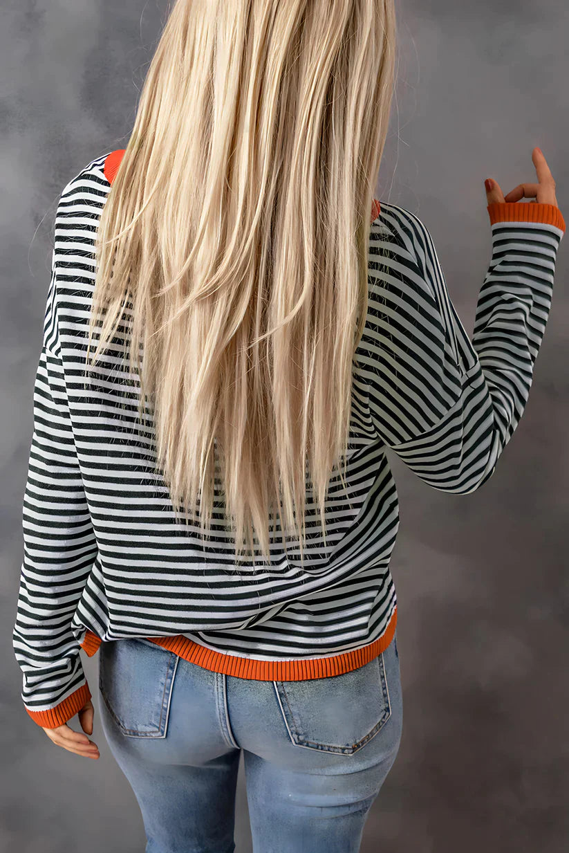 Stylisher Streifen Pullover Damen Moderne Mode - IdealeKleiden