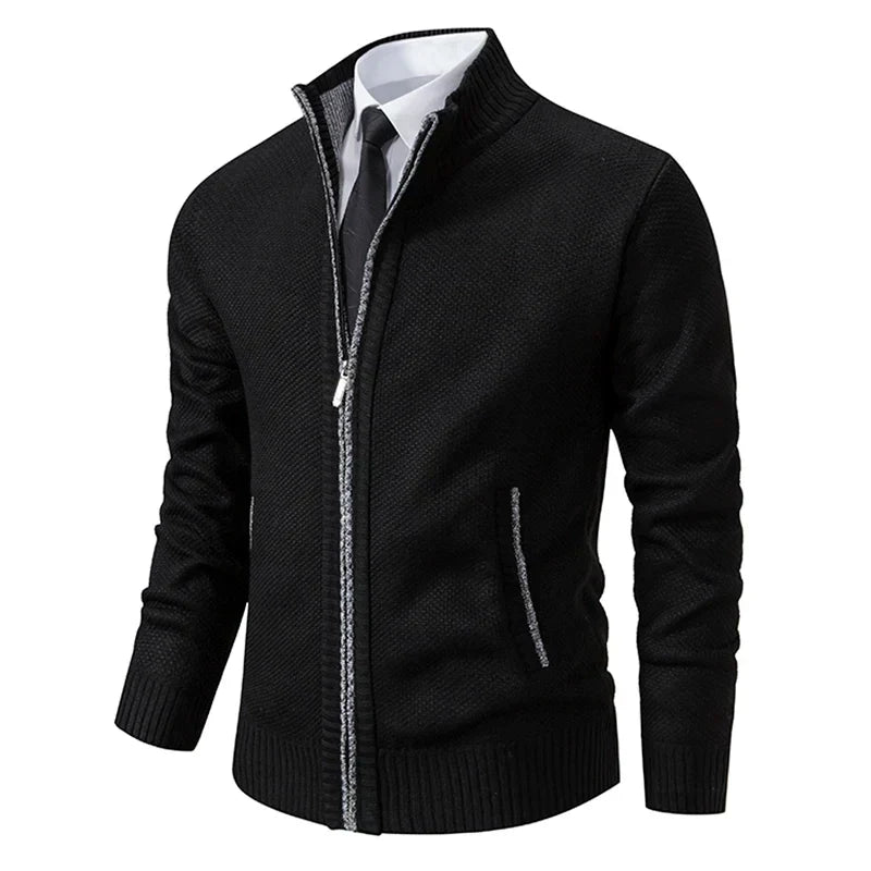 Herren Strickjacke Reißverschluss Modern Stehkragen