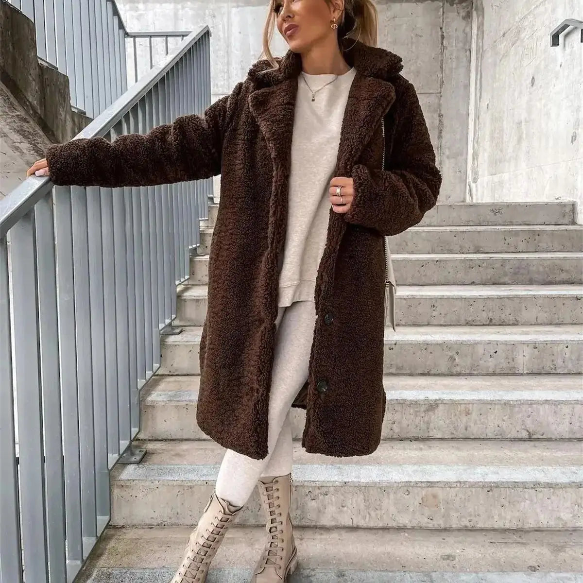Lange Damenjacke Weich Softprint