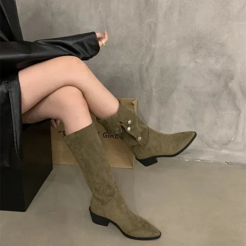 Cowboy Stiefel Damen Schmal Fransen Design