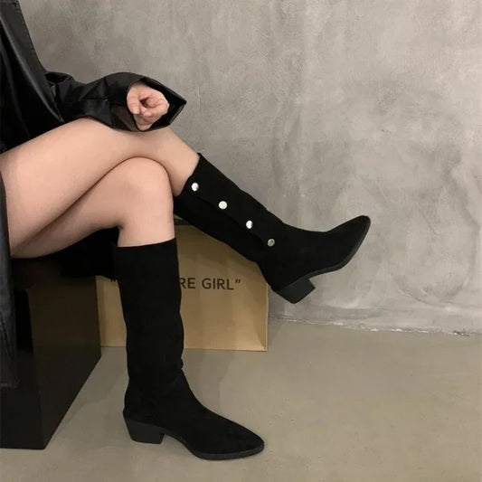 Cowboy Stiefel Damen Schmal Fransen Design - IdealeKleiden