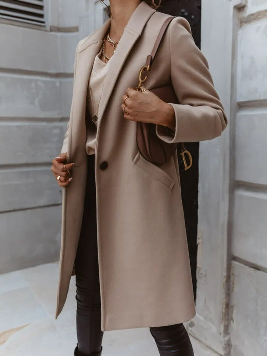 Damen Mantel Wollmischung Klassisch Elegant - IdealeKleiden