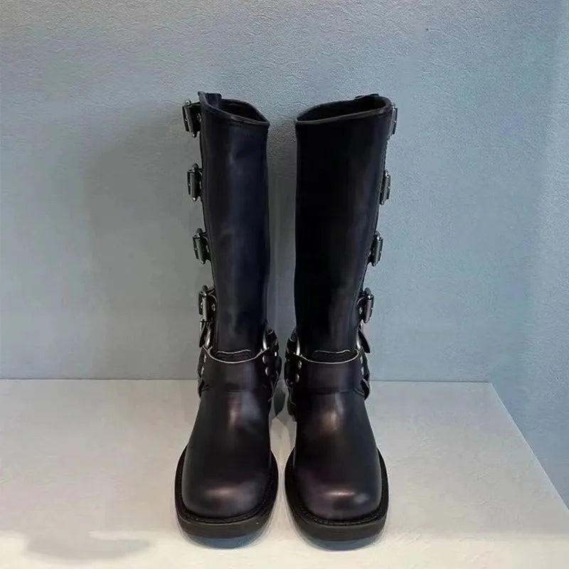 Weinlese Stiefel Leder Elegant