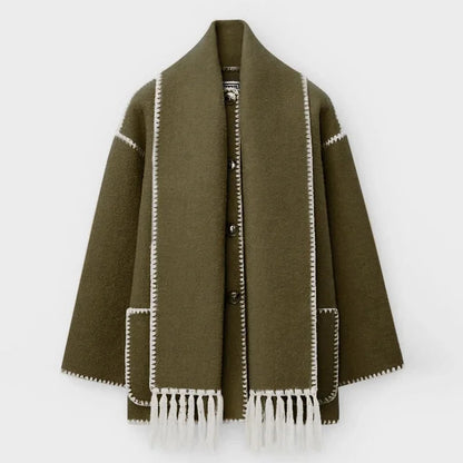 Wintermantel Oversized Wollmantel Schalkragen Damen