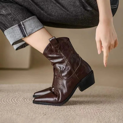 Stilvolle Stiefeletten Damen Spitz Zulauf Schuhe