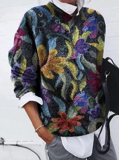 Stilvoller Blumenpullover Frauen