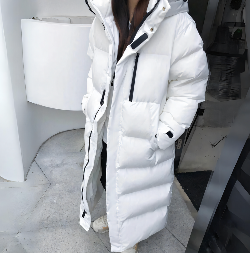 Winterjacke Damen Lang Kapuze Reißverschluss