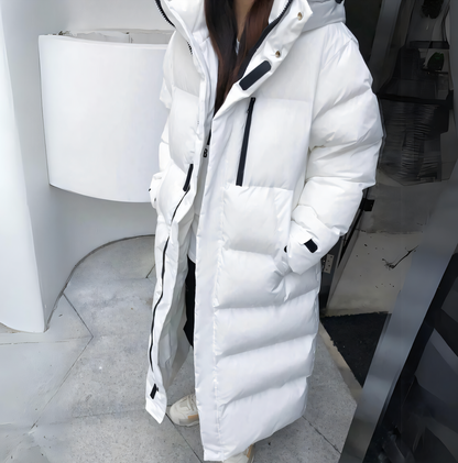 Winterjacke Damen Lang Kapuze Reißverschluss