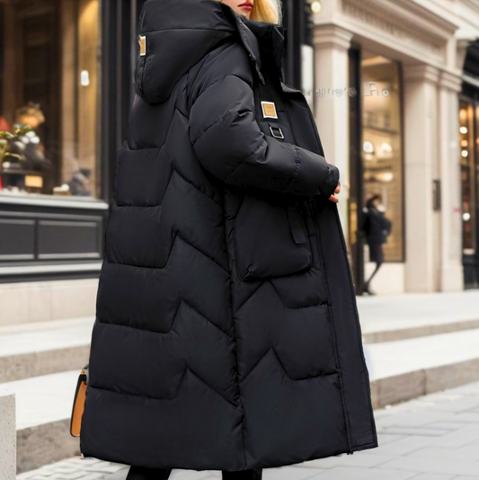 Lange Winterjacke Kapuze Puffer Steppweste - IdealeKleiden