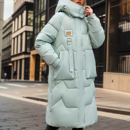 Lange Winterjacke Kapuze Puffer Steppweste