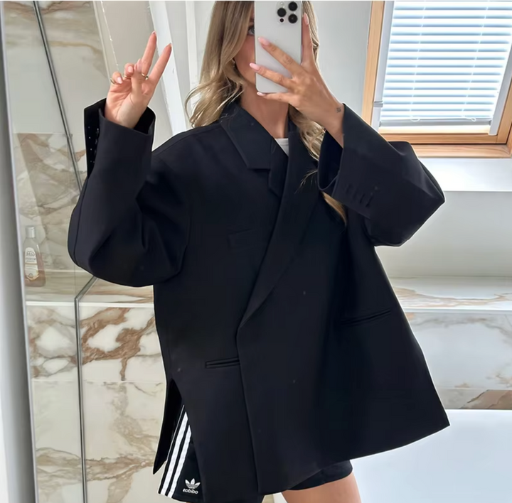 Stylische Damenblazer Lang Mit Eleganter Passform