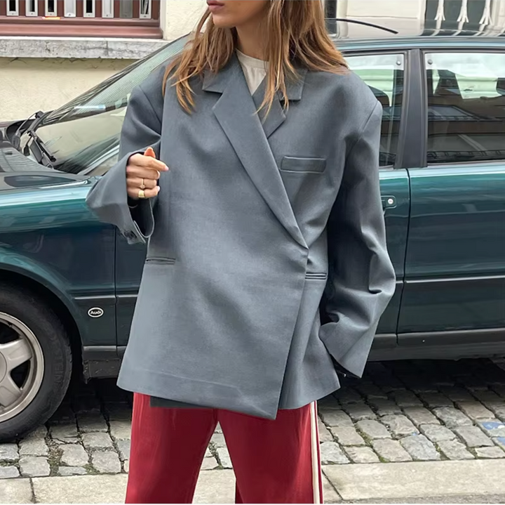 Stylische Damenblazer Lang Mit Eleganter Passform