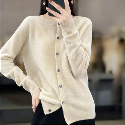 Damen Wollcardigan Weich Stilvoll Herbst Winter