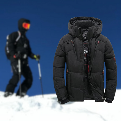 Herren Daunenjacke Warm Kapuze Schneefest