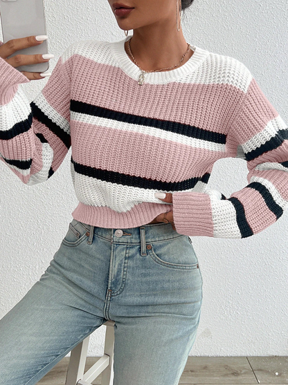 Damen Strickpullover Großzügig Oversized Rundhals