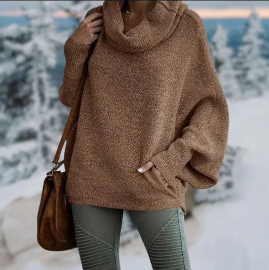 Eleganter Schildpatt-Pullover Damen Kragen