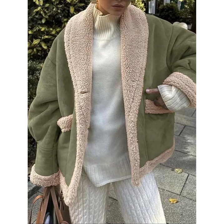 Damen Wintermantel mit Kragen Modern Schwarz