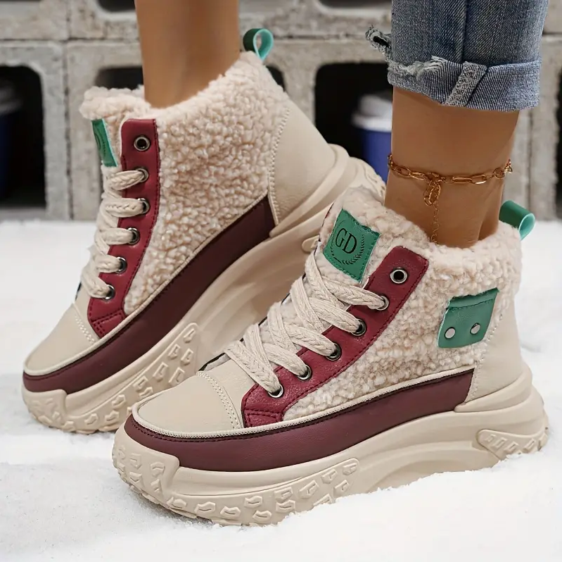 Warm gefütterte Damen Schneestiefel Winterstil