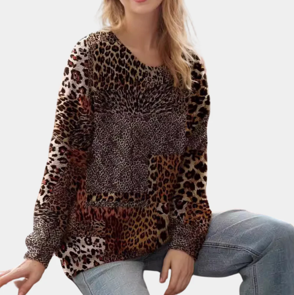 Damenpullover Leopardenmuster Elegant Damen