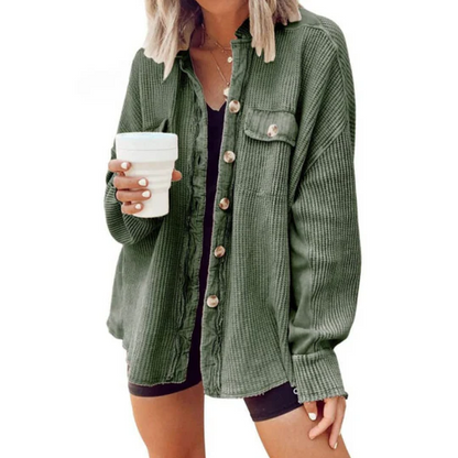 Klassische Cordjacke mit Kapuze Baumwolle