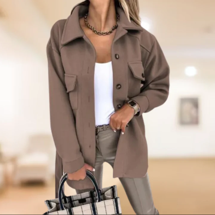 Damen Trenchcoat Winterwarm Elegant