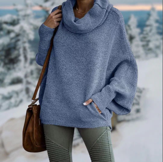 Eleganter Schildpatt-Pullover Damen Kragen