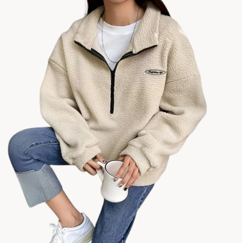 Damen Pullover Modern Reißverschluss - IdealeKleiden