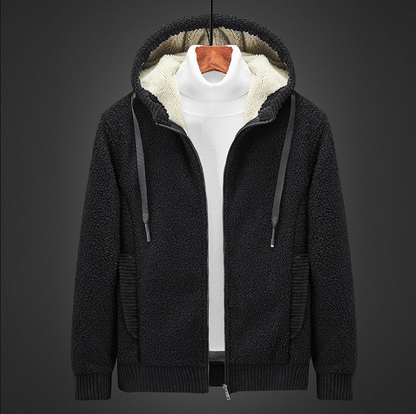 Herren Hoodie Warm Gefüttert Reißverschluss