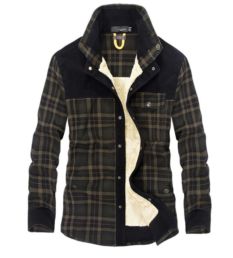 Herren Wintermantel Flanell Stehkragen Warm