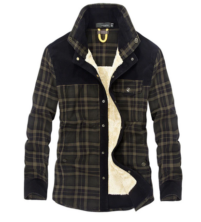 Herren Wintermantel Flanell Stehkragen Warm