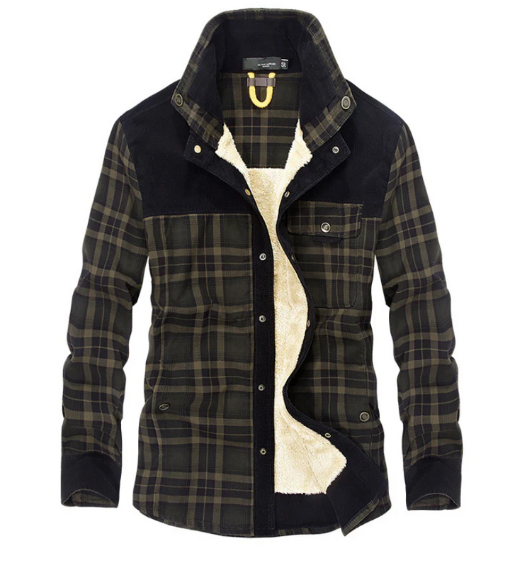 Herren Wintermantel Flanell Stehkragen Warm
