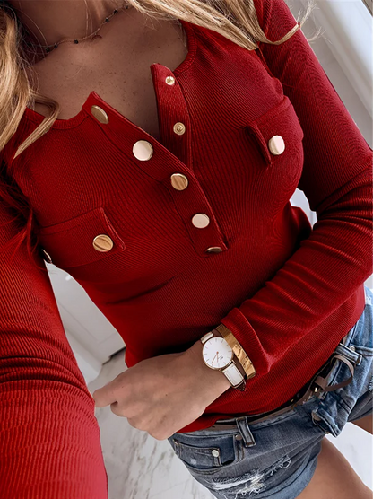 Modische Langarmbluse Damen Elegant Bequem