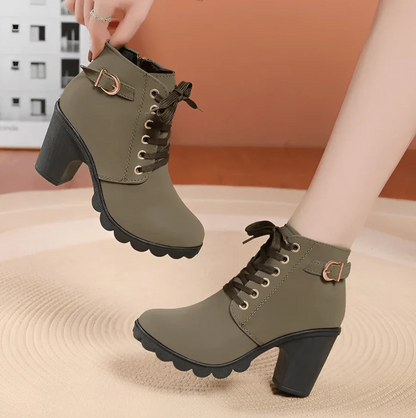 Damen Stiefelette Schnürstiefel Elegant